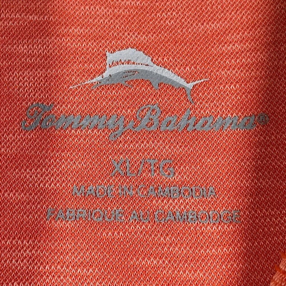 Tommy Bahama Polo Shirt Mens XL Orange Marled Short Sleeve‎ Tencel Poly Golf